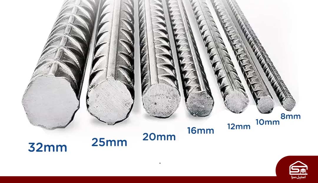 تصویر ضخامت های مختلف میلگرد استیل در کنار هم