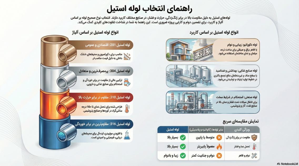 اینفوگرافی راهنمای خرید لوله استیل