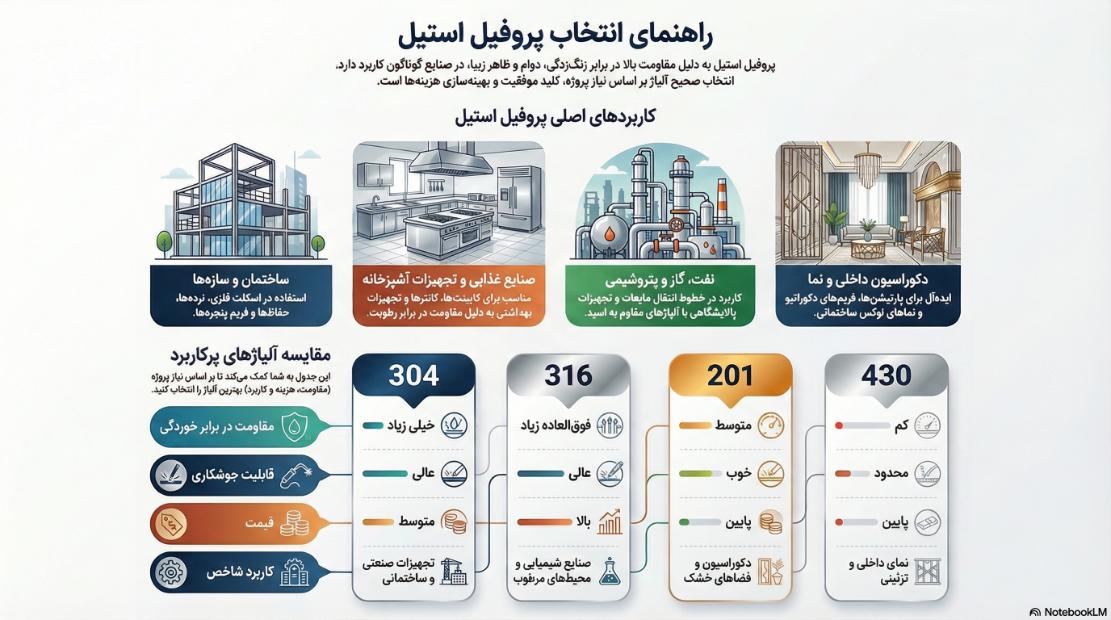 اینفوگرافی راهنمای خرید پروفیل استیل