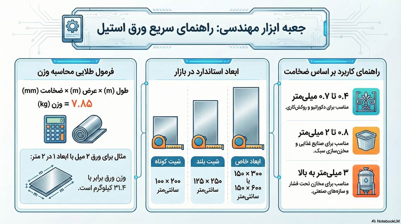 فرمول محاسبه وزن ورق استیل