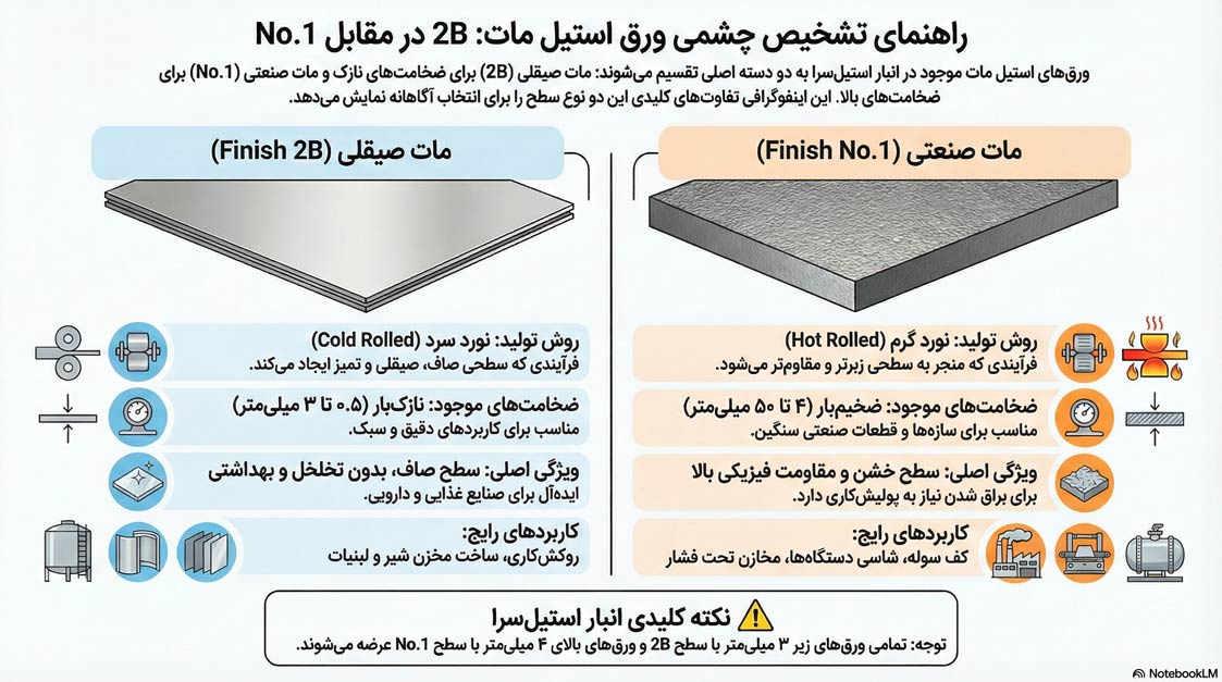 اینفوگرافی مقایسه ورق های استیل مات