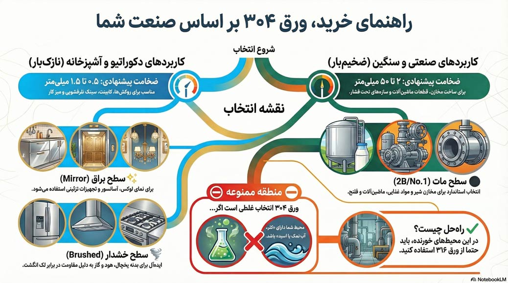 کاربرد های ورق استیل ۳۰۴