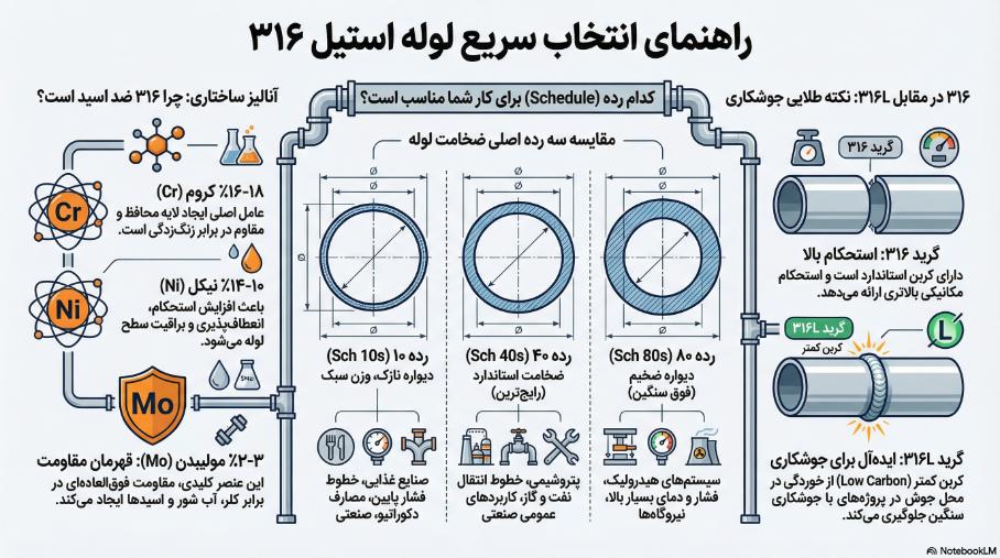 راهنمای انتخاب سریع لوله استیل 316