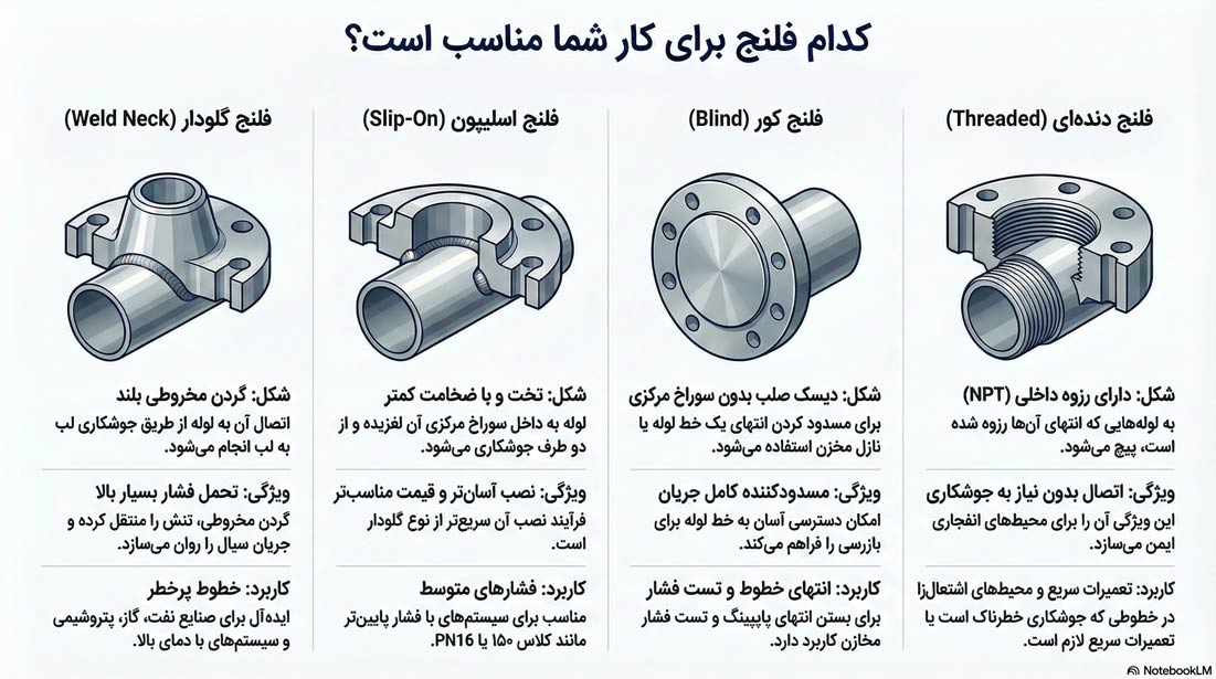 اینفوگرافی کدام فلنج استیل برای شما مناسب است؟