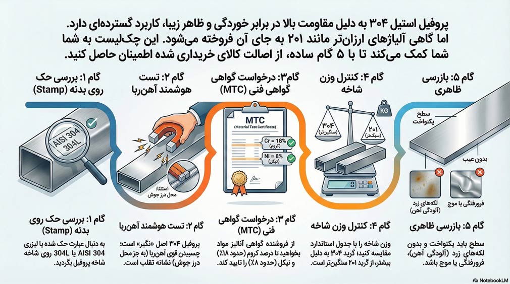 ایفوگرافیک پروفیل استیل 304