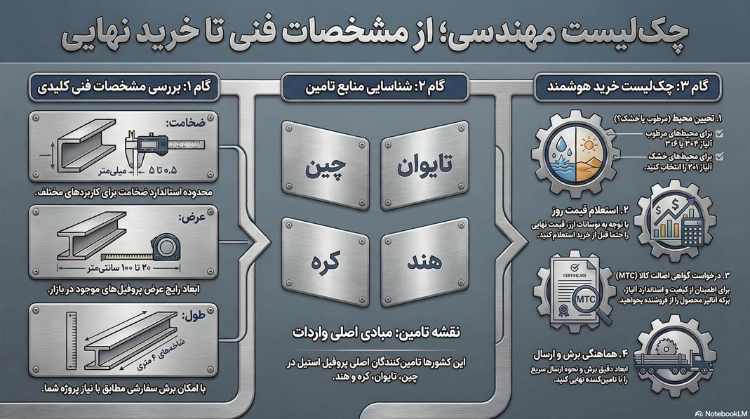 اینفوگرافیک مشخصات فنی پروفیل استیل